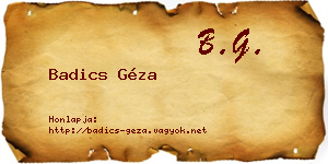 Badics Géza névjegykártya