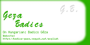 geza badics business card