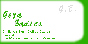 geza badics business card
